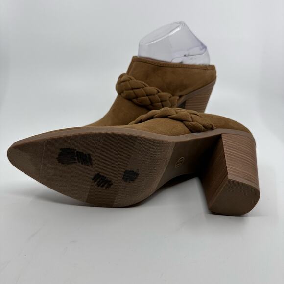 Universal Thread Avis Mules Block Heel Pointed Toe Suede Cognac Womens Size 11 - Picture 5 of 6